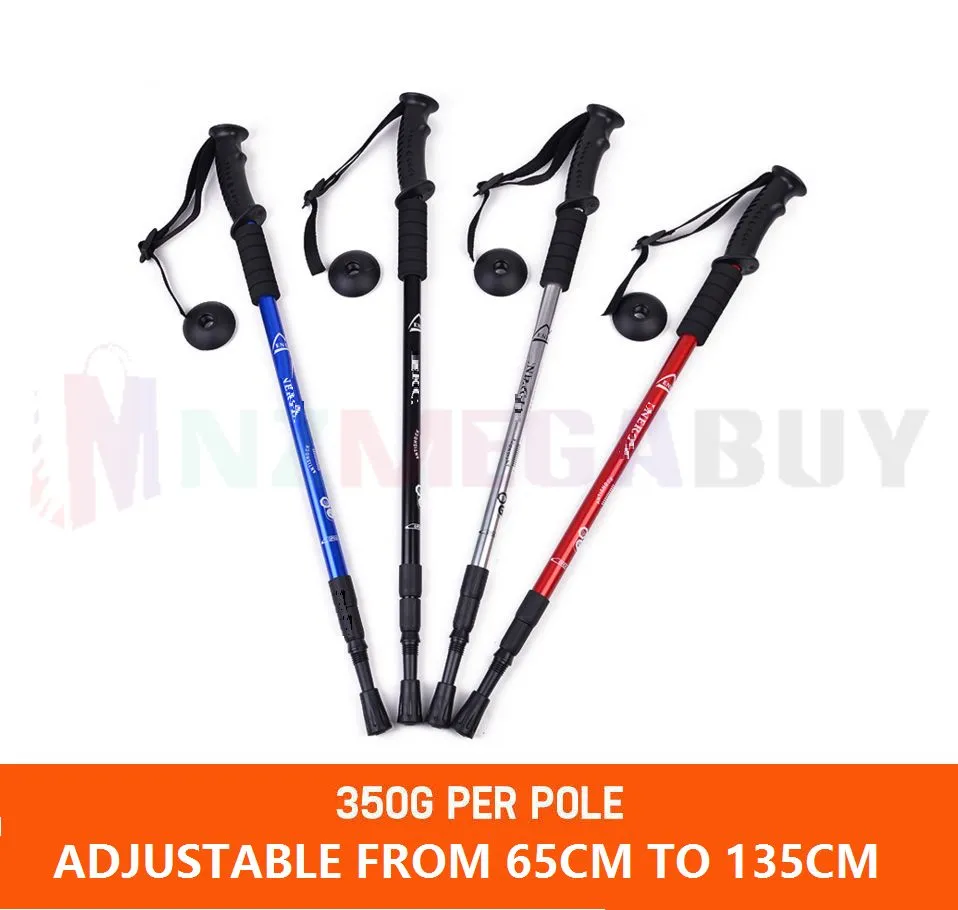 TREKKING POLES WALKING HIKING POLES 2 PCS - Black