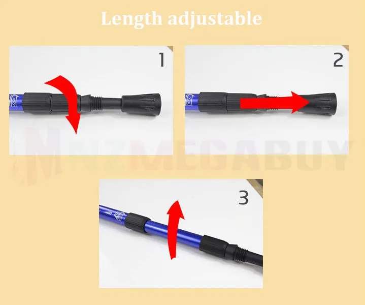 TREKKING POLES WALKING HIKING POLES 2 PCS - Black