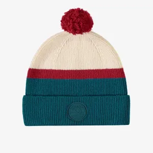 Tuque de maille bleu, rouge et crème rayé en imitation cachemire, enfant || Blue, red and cream striped knit toque cashmere imitation, child