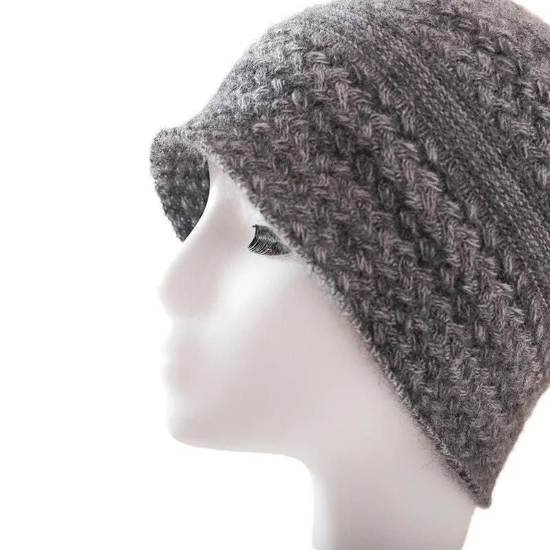 Unisex Cashmere Knitted Beanie Hat With Textured Pattern Handcrafted