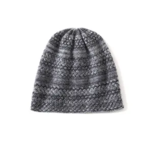Unisex Cashmere Knitted Beanie Hat With Textured Pattern Handcrafted
