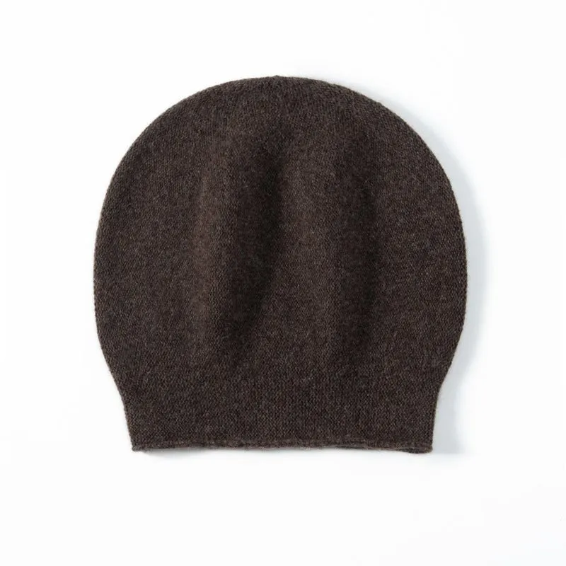 Unisex Cashmere Slouchy Beanie Hat Cashmere Double-Layered Ski Cap