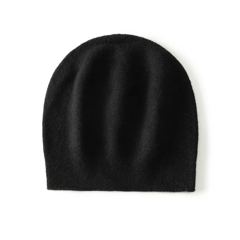 Unisex Cashmere Slouchy Beanie Hat Cashmere Double-Layered Ski Cap