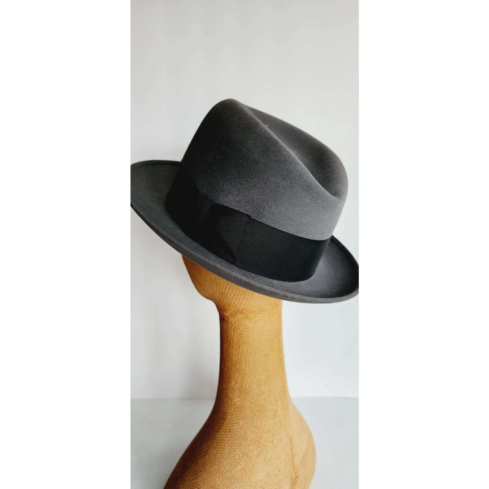 Vintage 60 Mens Fedora Stetson Hat Gray Wool 7 3/8