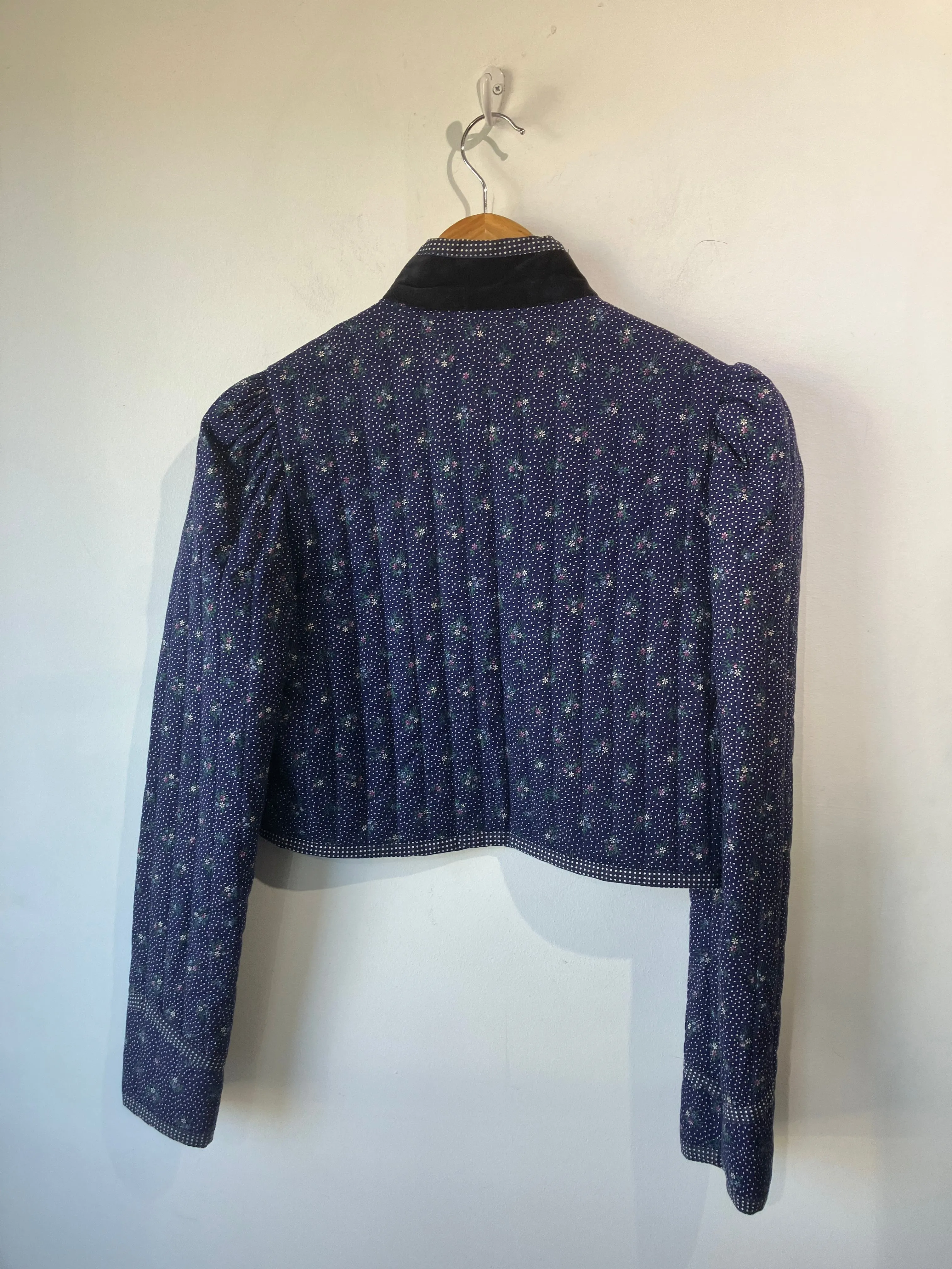 Vintage Gunne Sax Navy Floral Cropped Jacket