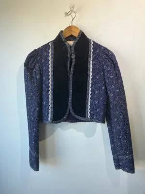 Vintage Gunne Sax Navy Floral Cropped Jacket