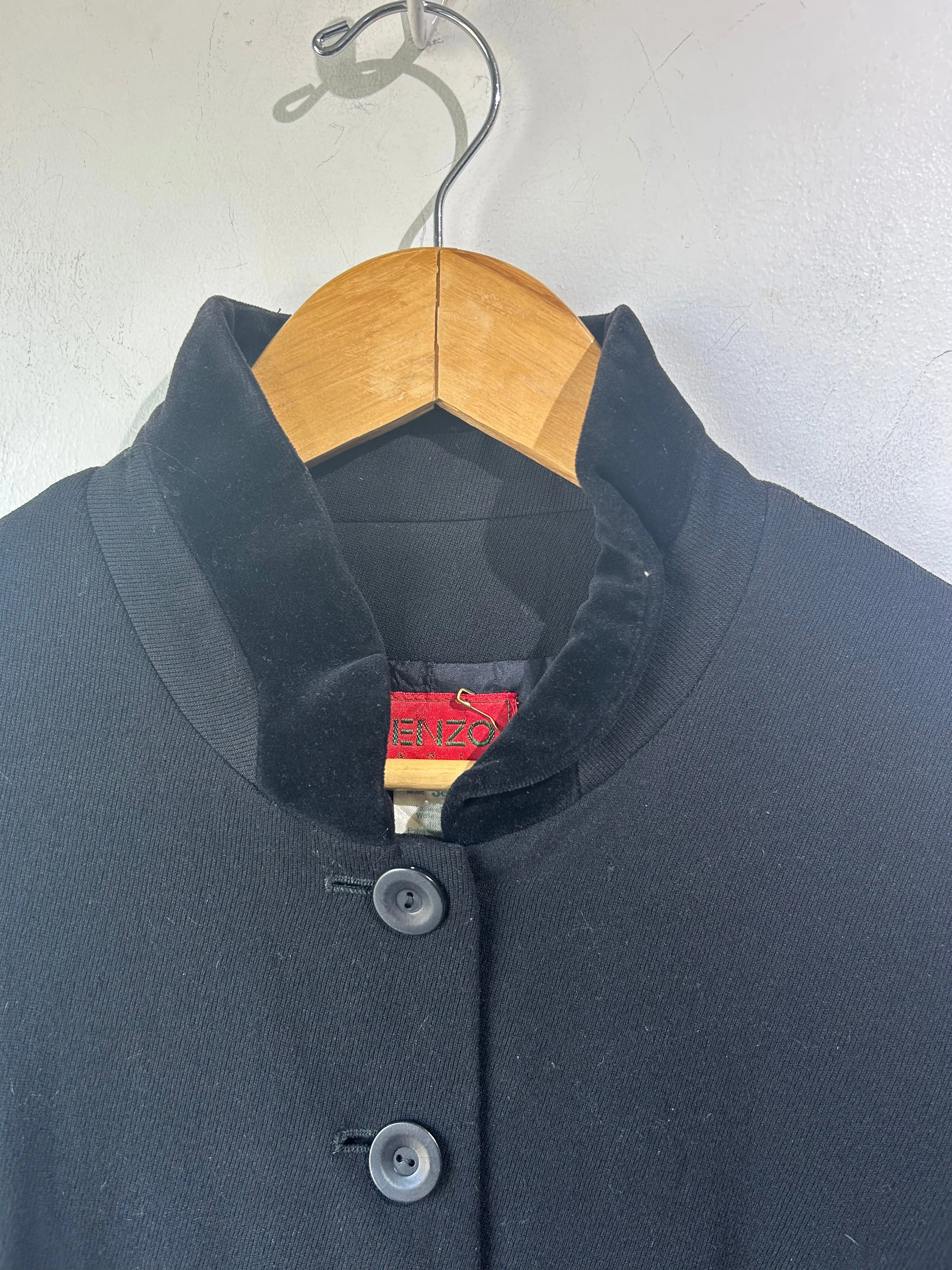 Vintage Kenzo Black Jacket with Velvet Collar