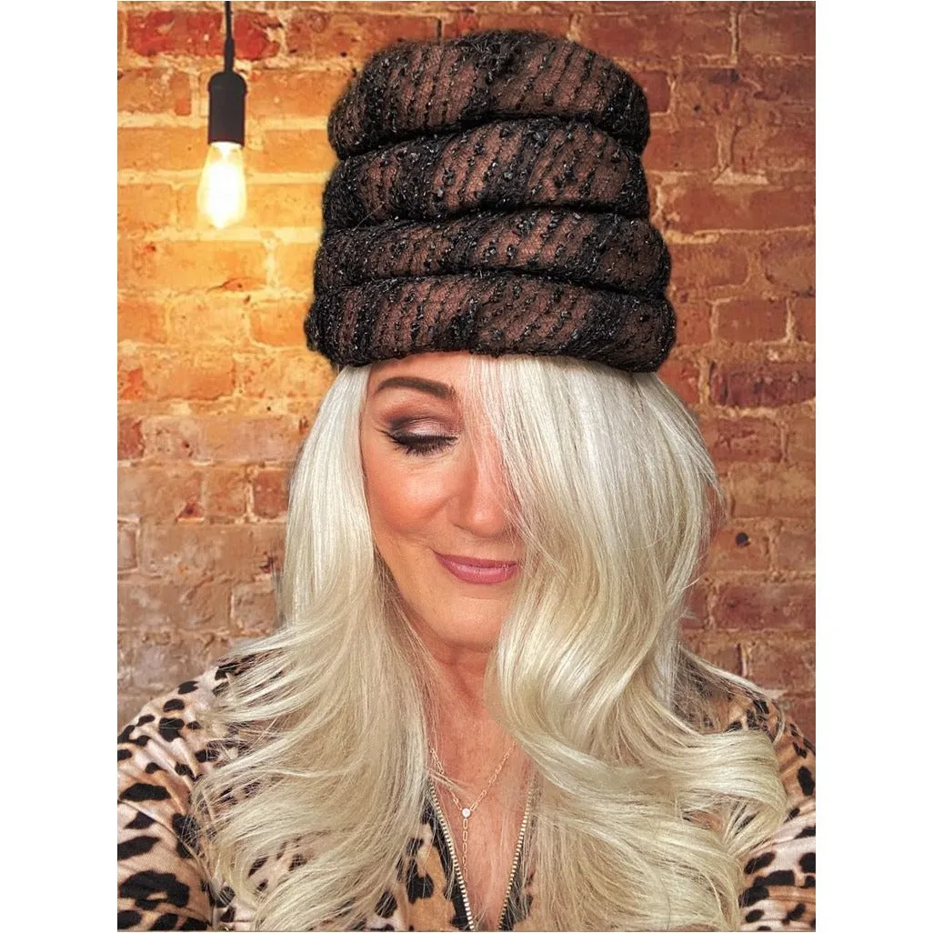 Vintage Ladies Hat Gwenn Pennington Beehive Brown/Black 1960s