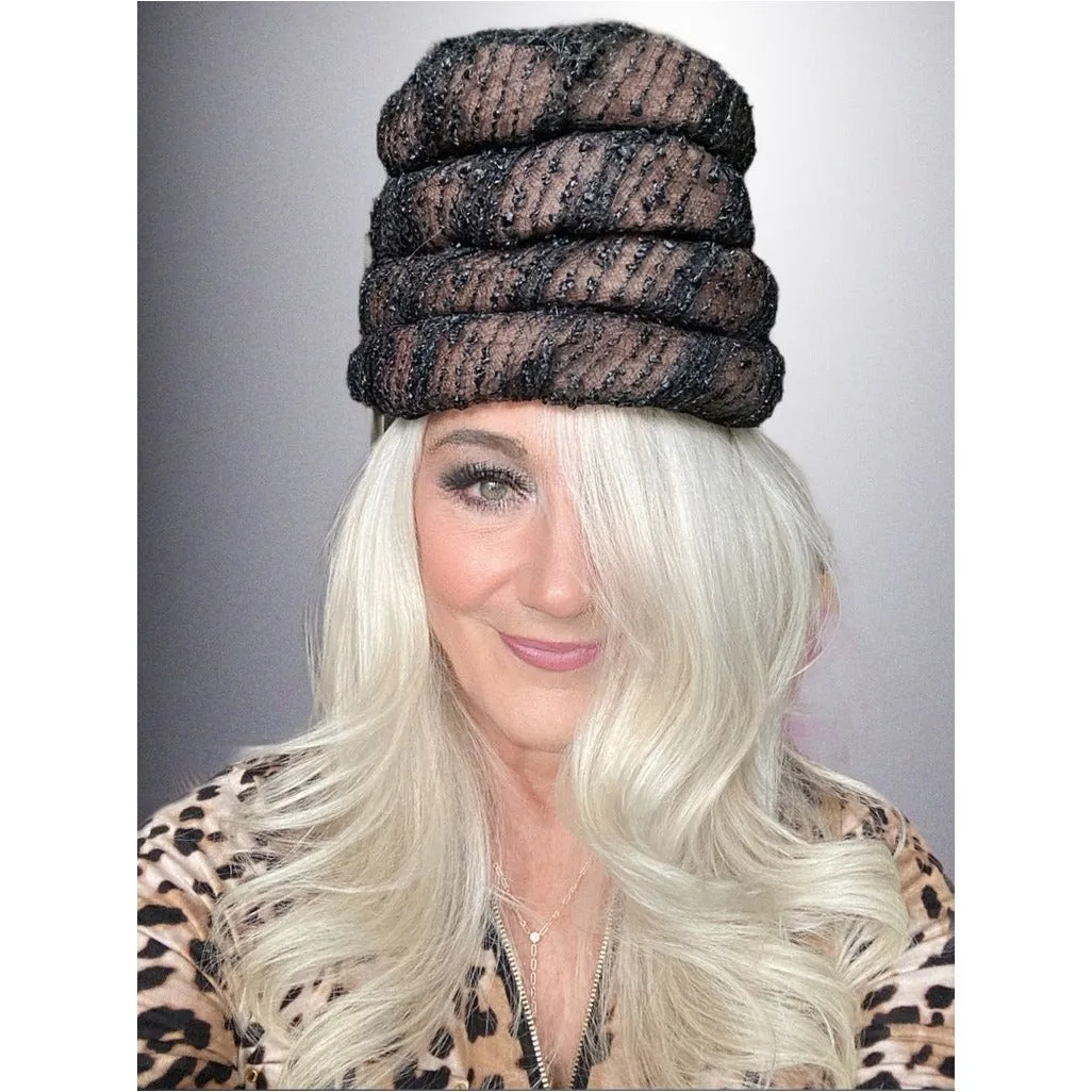 Vintage Ladies Hat Gwenn Pennington Beehive Brown/Black 1960s