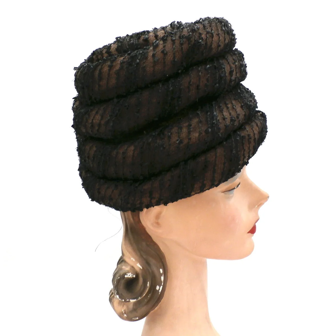Vintage Ladies Hat Gwenn Pennington Beehive Brown/Black 1960s