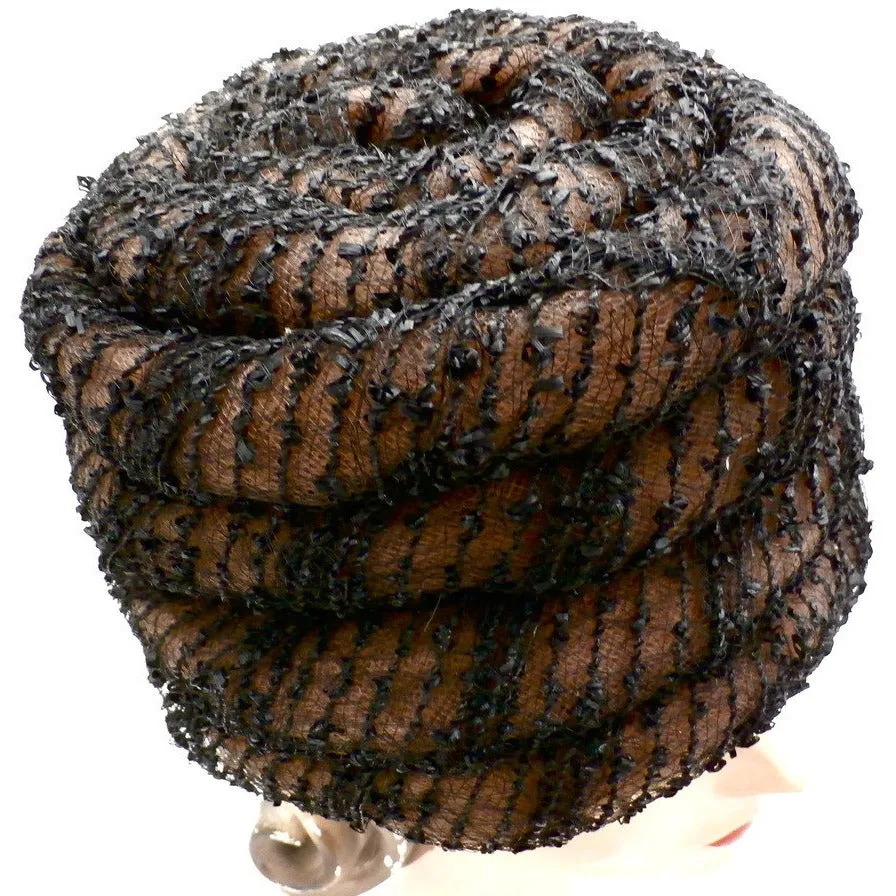 Vintage Ladies Hat Gwenn Pennington Beehive Brown/Black 1960s