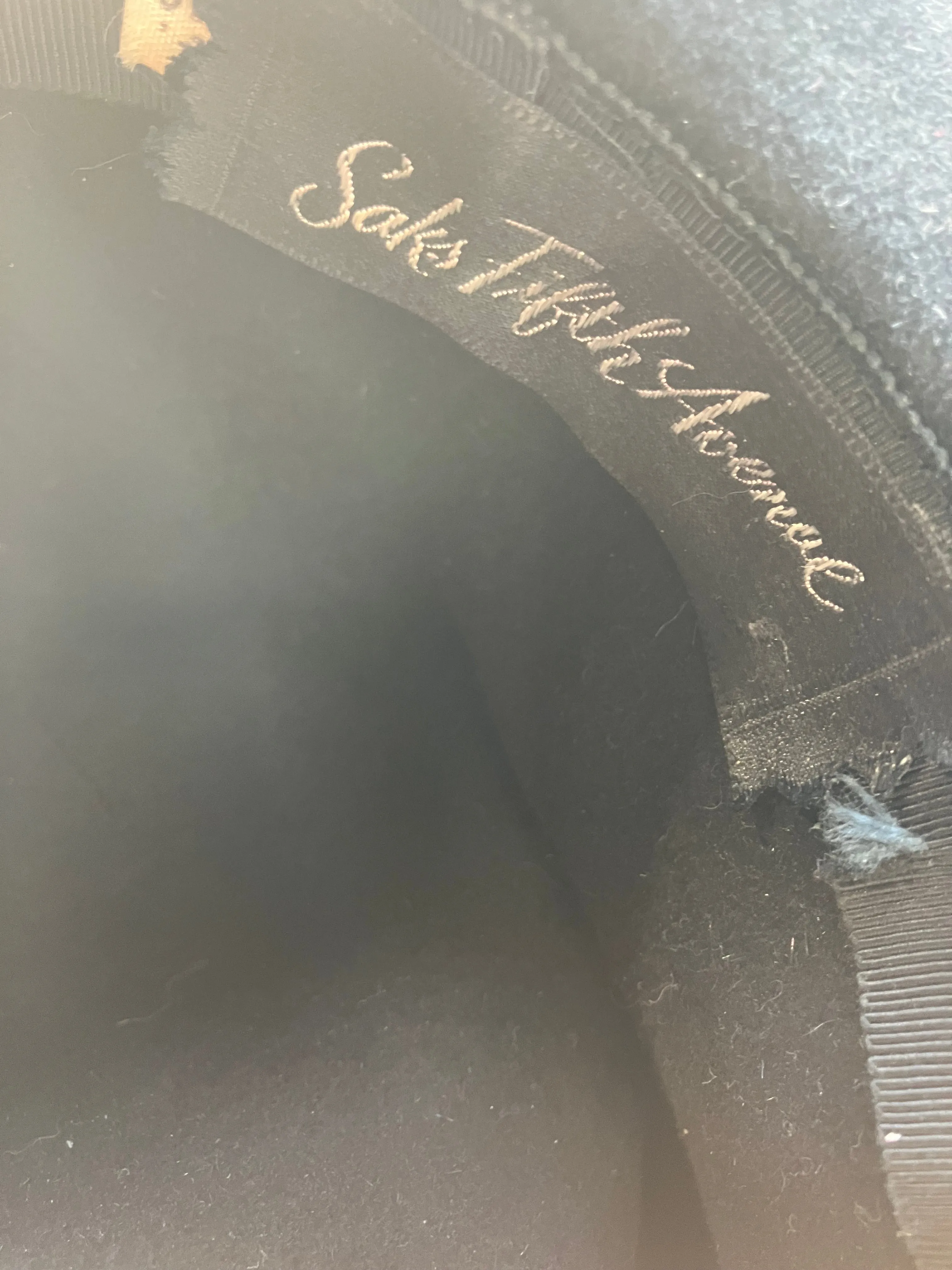 Vintage Saks Fifth Ave Black Felt Wide Brim Hat