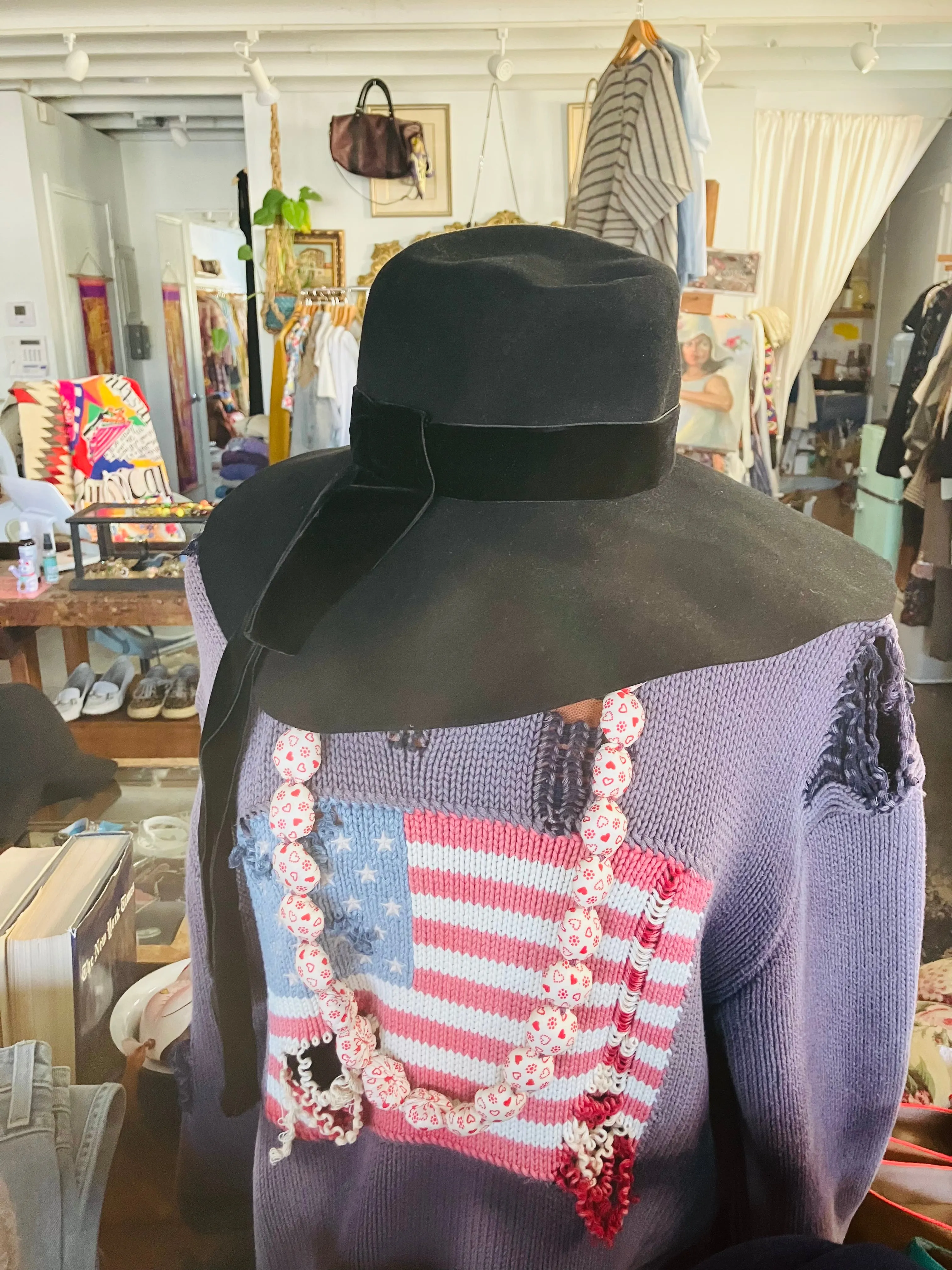 Vintage Saks Fifth Ave Black Felt Wide Brim Hat