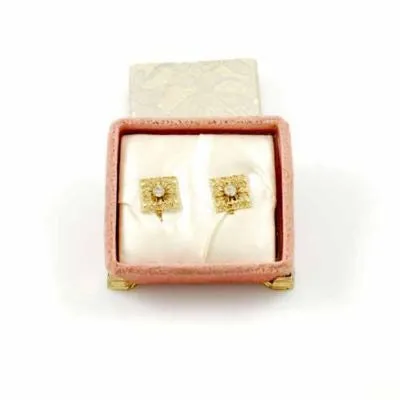Vintage Screw-Back Goldtone Filigree Earrings 1940S In Presentation Box