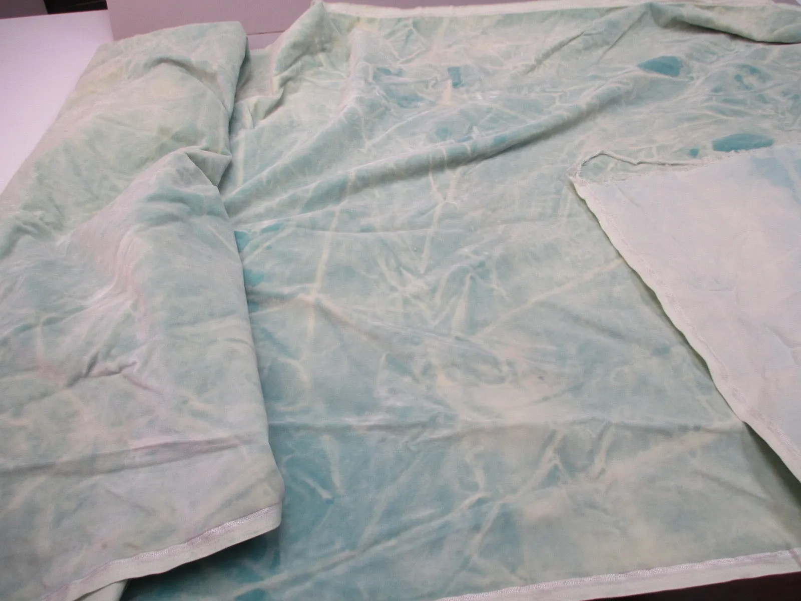 Vintage Velvet Fabric Remnant Germany Cotton 34 in W Aqua