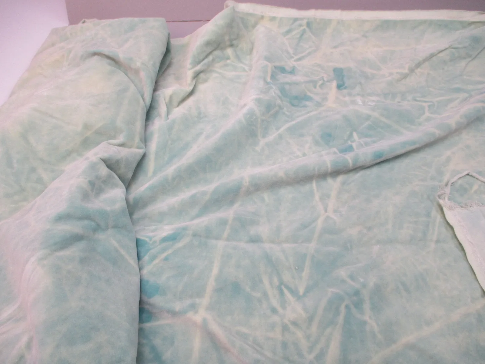 Vintage Velvet Fabric Remnant Germany Cotton 34 in W Aqua