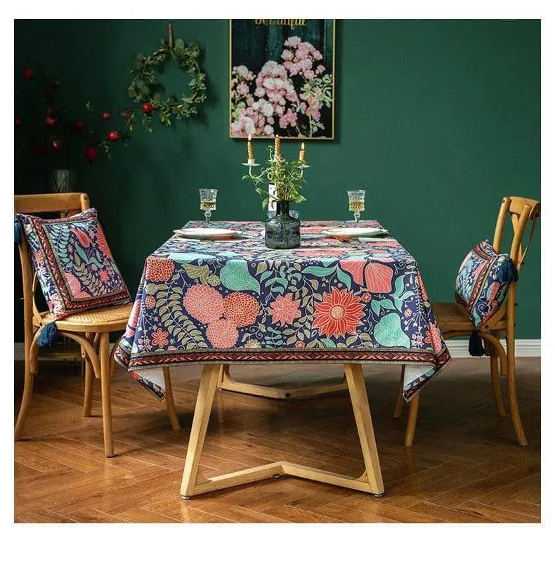 Vintage Velvet Floral Cushion Cover with Tassels