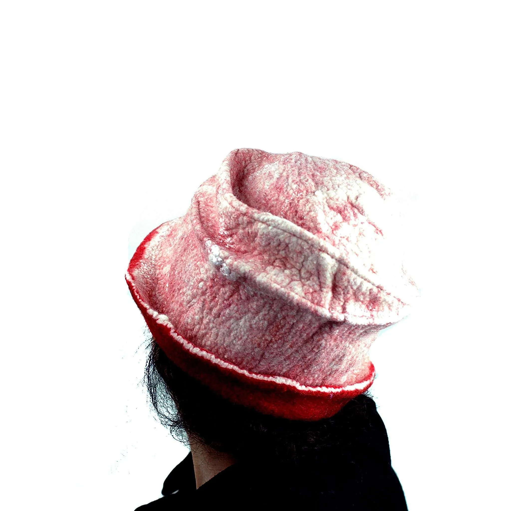 White and Red Fedora with Gold Circles