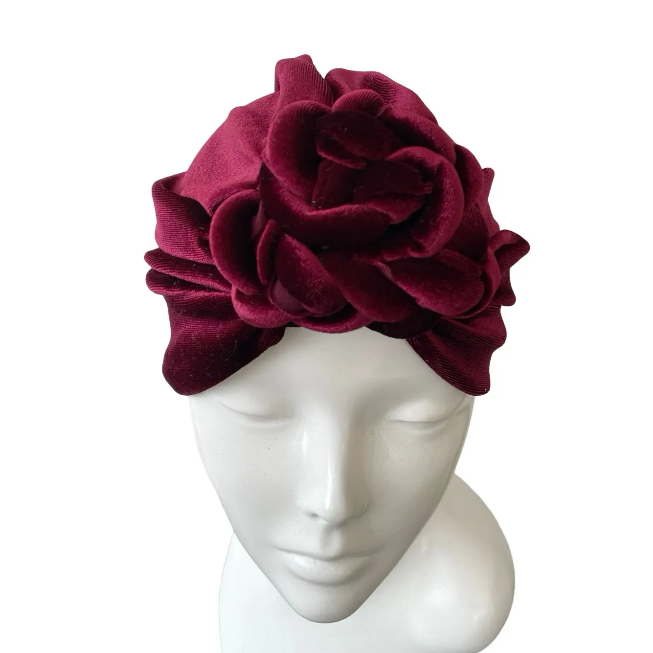 Wine Red Front Knot Velvet Hair Turban Hat