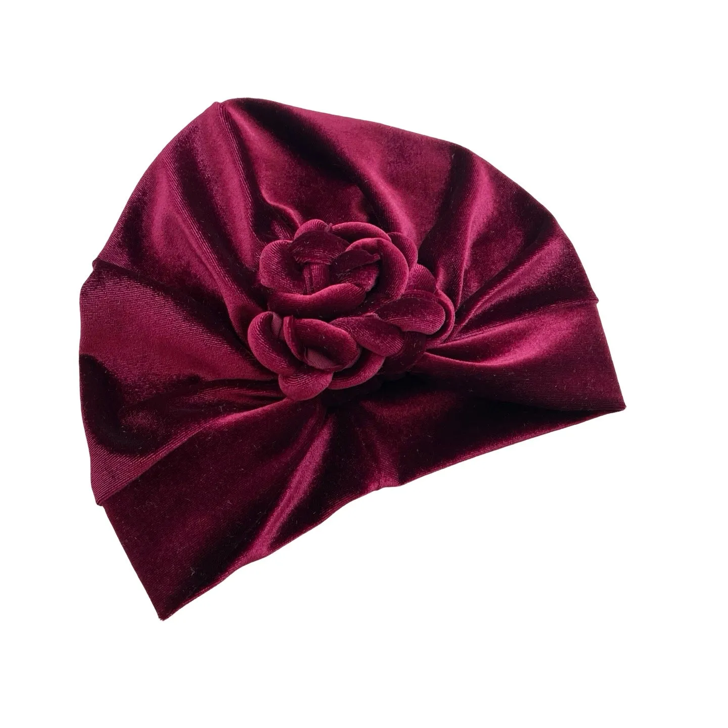 Wine Red Front Knot Velvet Hair Turban Hat