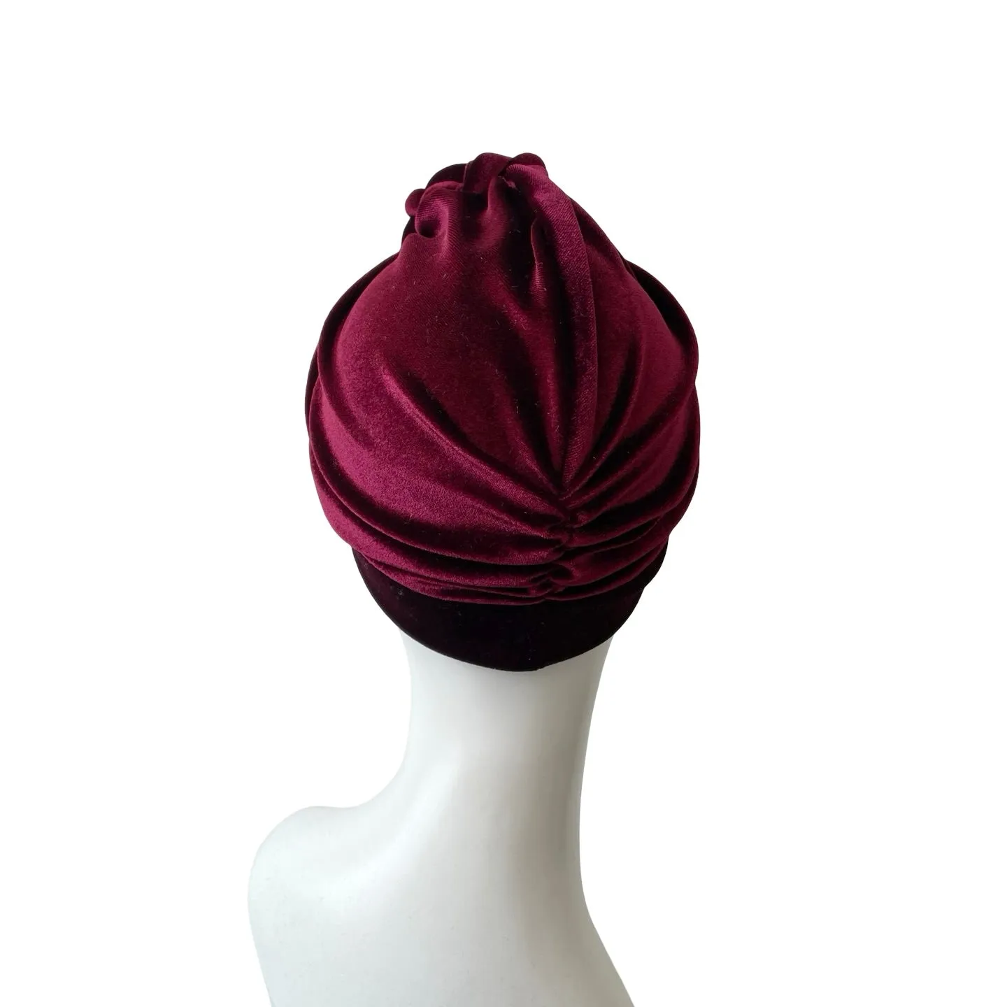 Wine Red Front Knot Velvet Hair Turban Hat