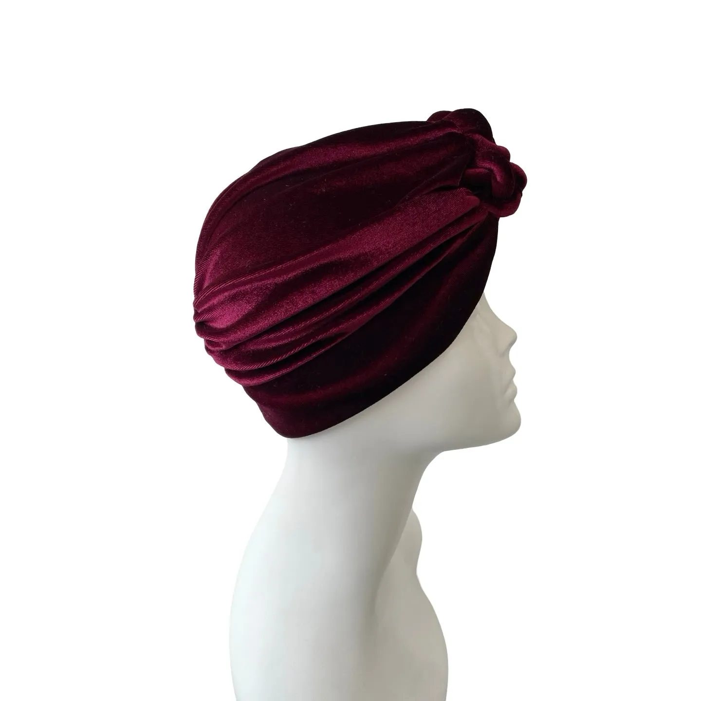 Wine Red Front Knot Velvet Hair Turban Hat
