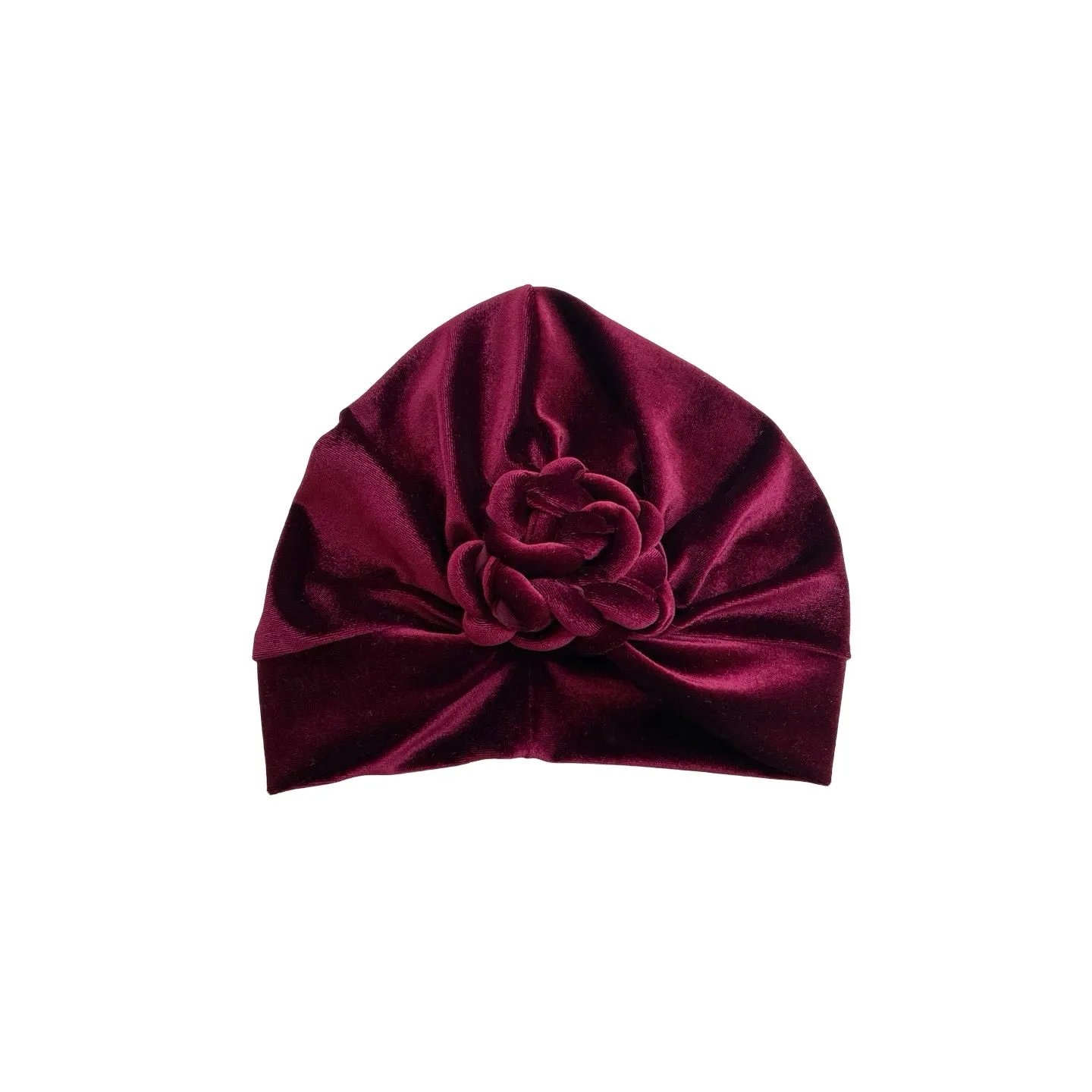 Wine Red Front Knot Velvet Hair Turban Hat