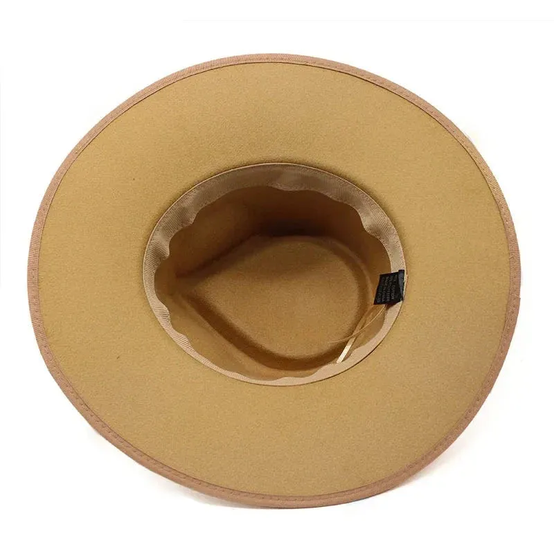 Women Hats khaki Camel  Wide Brim Felt Fedoras Hats Wool Vintage Dress Formal Church Hat Fashionable Jazz Hats