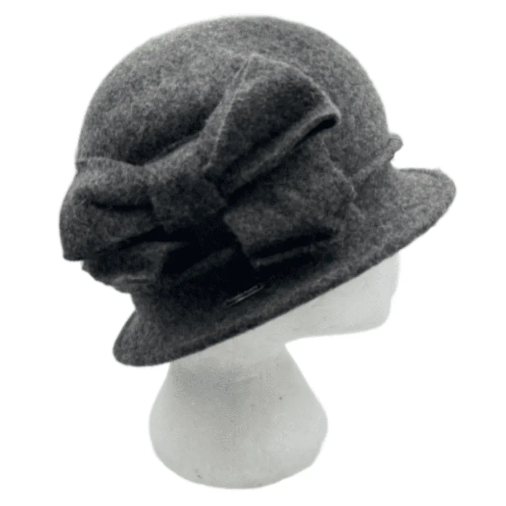 Women's Flower 1920s Winter 100% Wool Gatsby Beret Beanie Cloche Bucket Hat