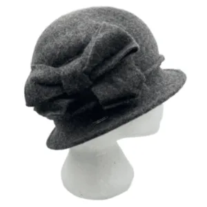 Women's Flower 1920s Winter 100% Wool Gatsby Beret Beanie Cloche Bucket Hat