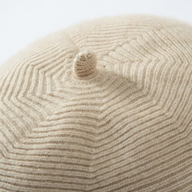 Womens French Cashmere Ribbed Beret For Holiday Cashmere Painter