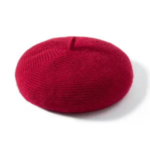 Womens French Cashmere Ribbed Beret For Holiday Cashmere Painter