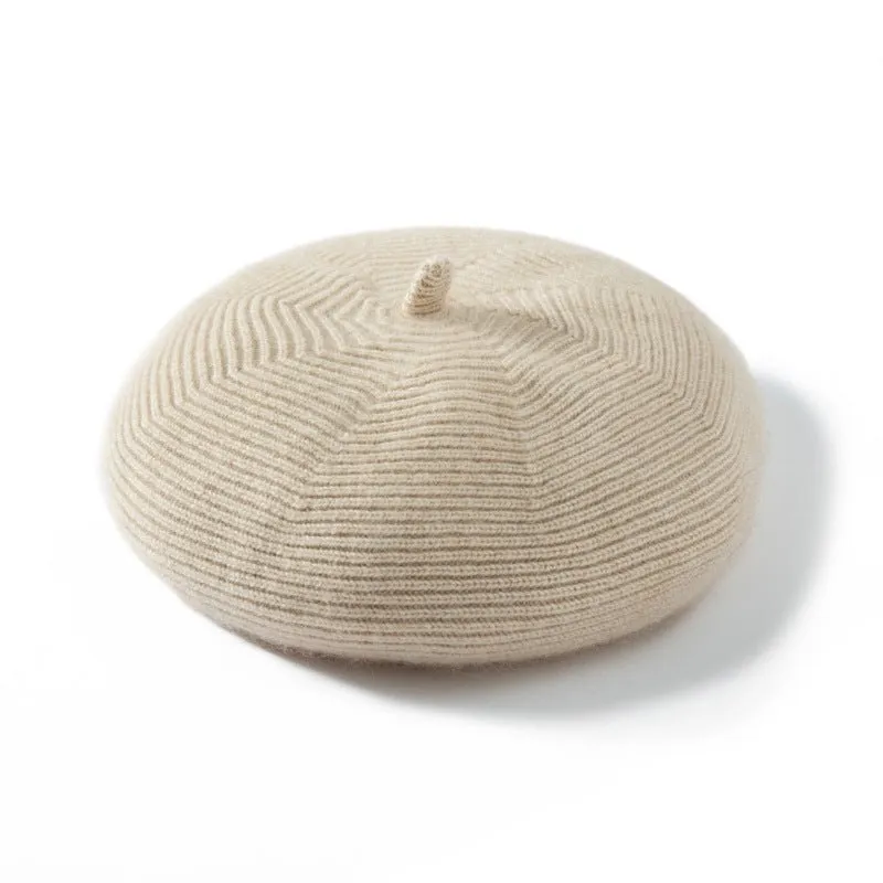 Womens French Cashmere Ribbed Beret For Holiday Cashmere Painter