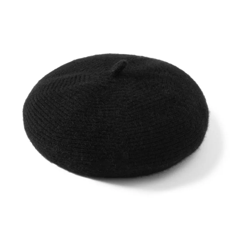 Womens French Cashmere Ribbed Beret For Holiday Cashmere Painter