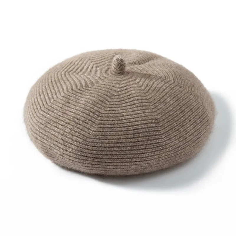 Womens French Cashmere Ribbed Beret For Holiday Cashmere Painter