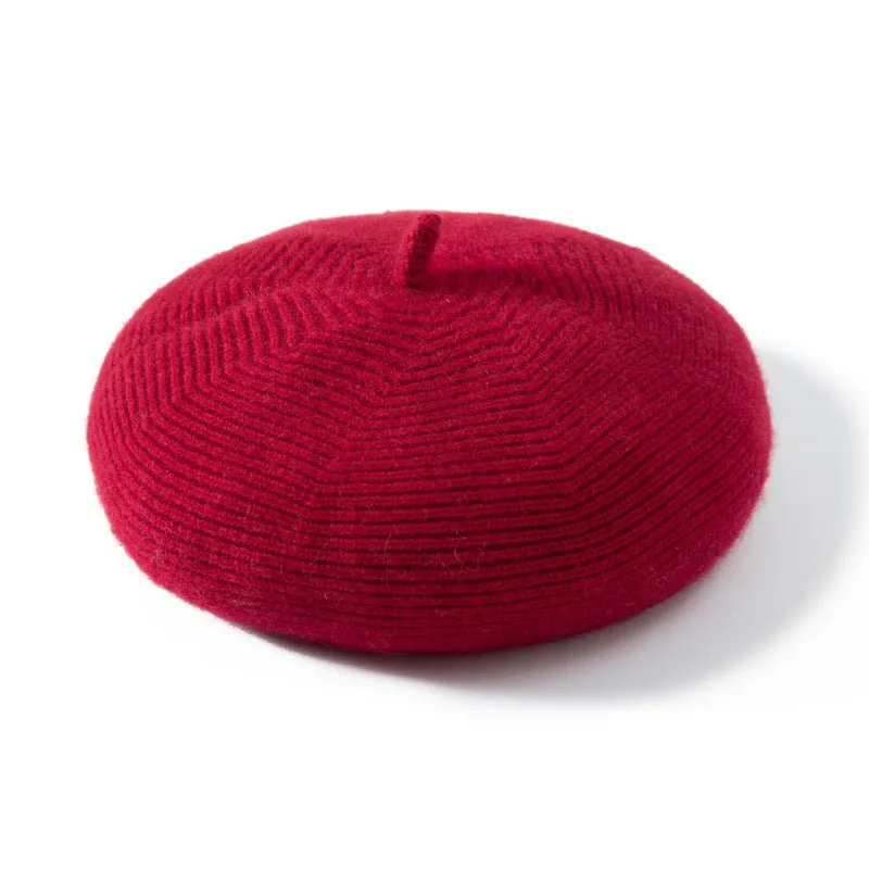 Womens French Cashmere Ribbed Beret For Holiday Cashmere Painter