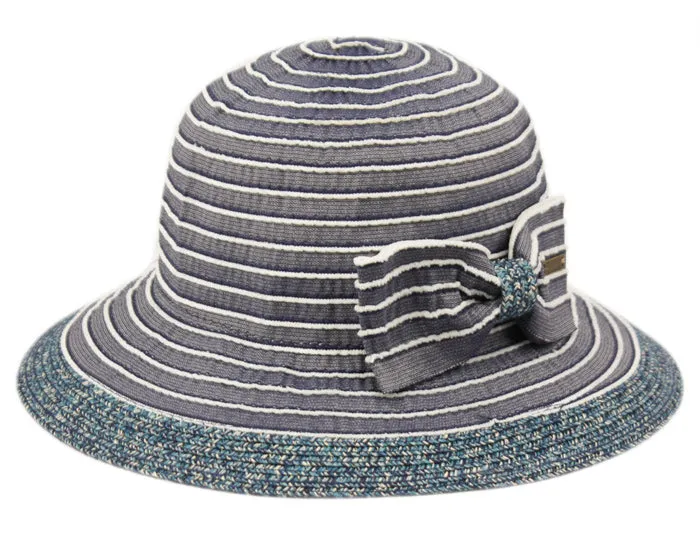 Women's Packable Poly Braid Bucket Sun Hat with Contrast Brim & Bow