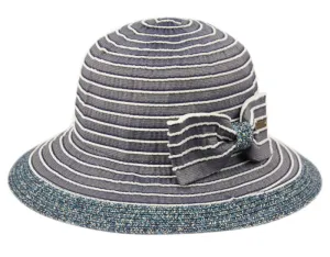 Women's Packable Poly Braid Bucket Sun Hat with Contrast Brim & Bow