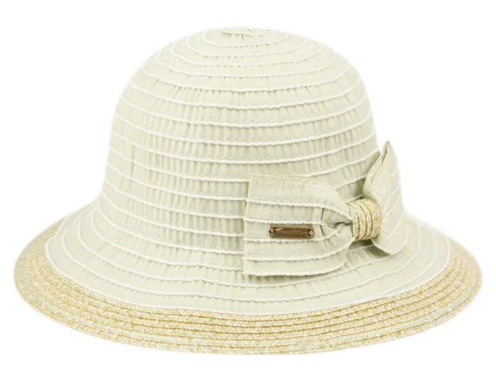 Women's Packable Poly Braid Bucket Sun Hat with Contrast Brim & Bow
