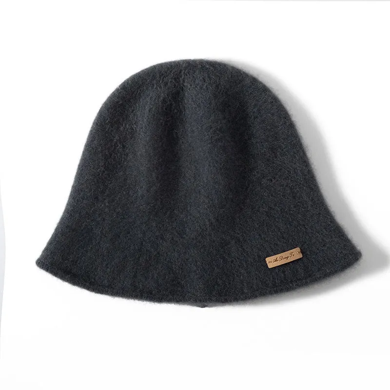 Womens Pure Cashmere Bucket Hat Soft Brimmed Cashmere Cloche Hat