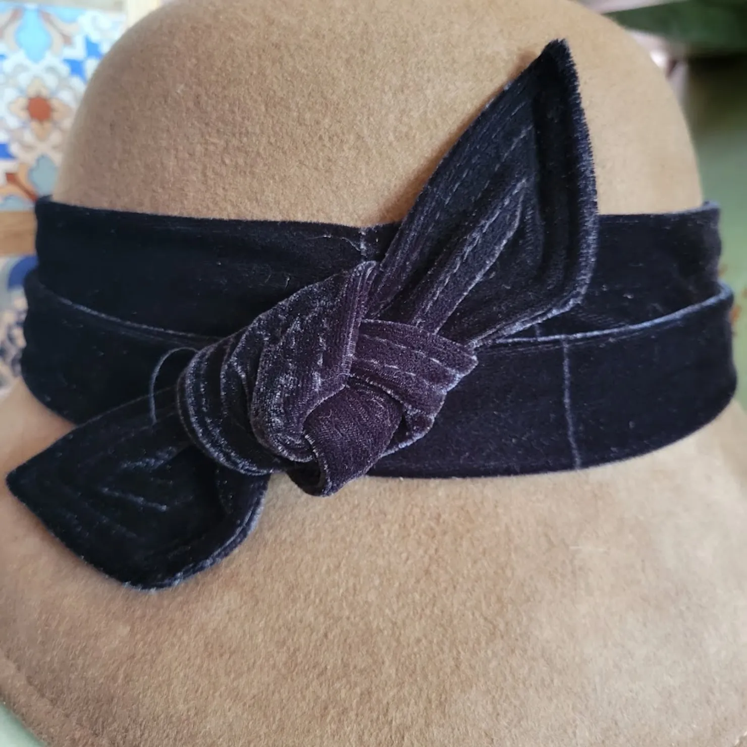 Women's "Cloche Hat w/ Velvet Bow" by Scala   LF170