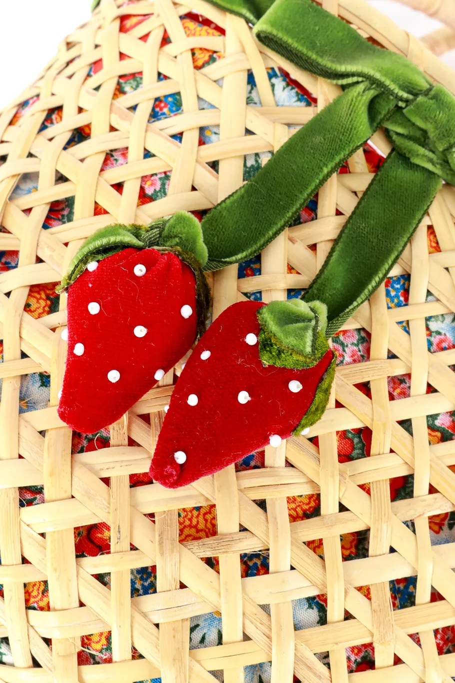 Woven Strawberry Picnic Bag