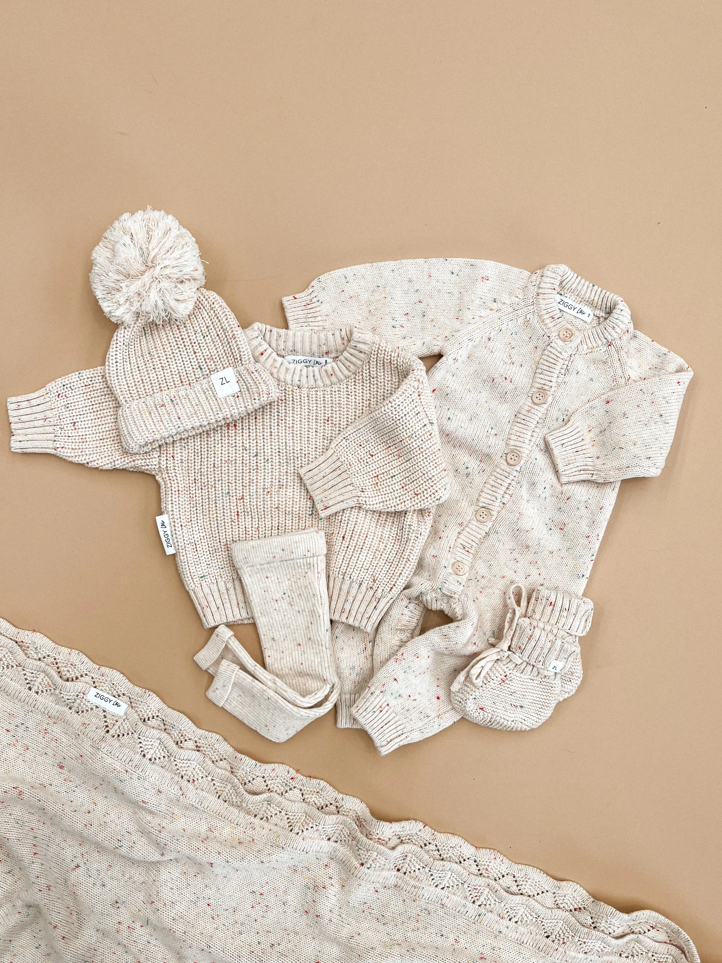 Ziggy Lou Classic Knit Romper - Oatmeal Fleck
