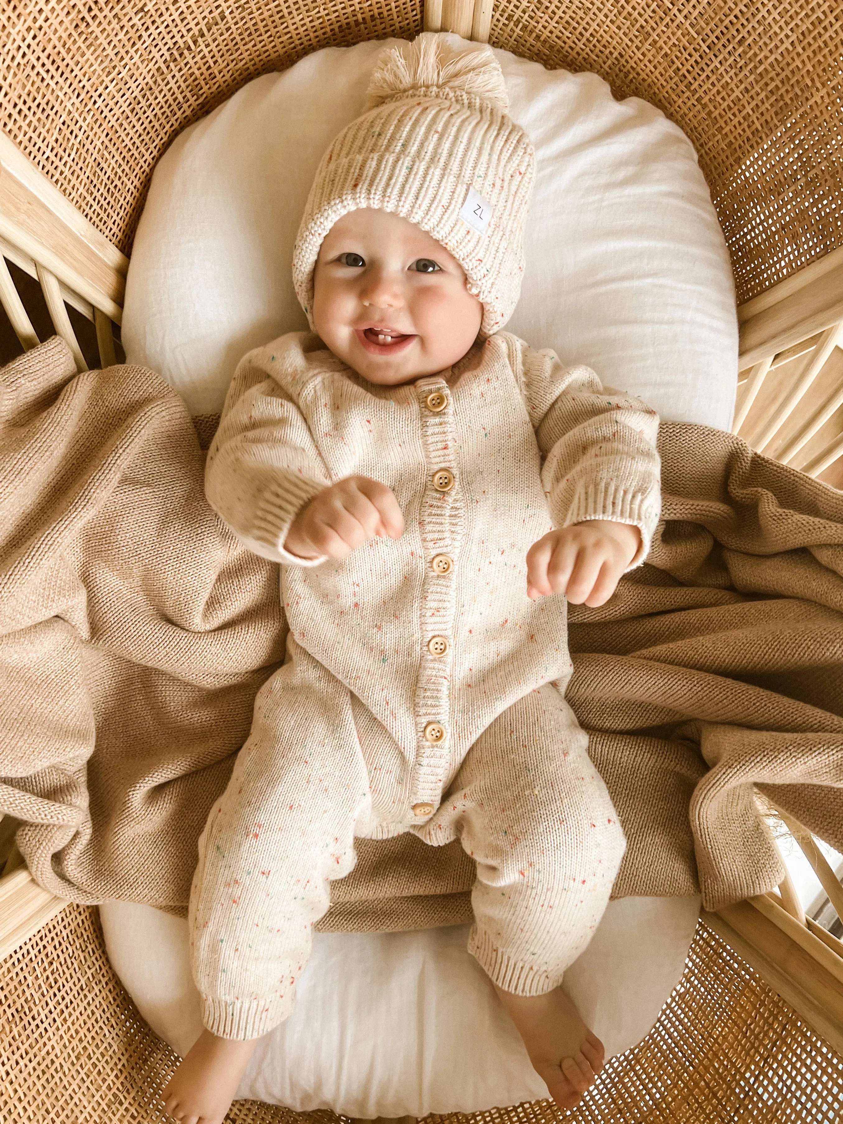 Ziggy Lou Classic Knit Romper - Oatmeal Fleck