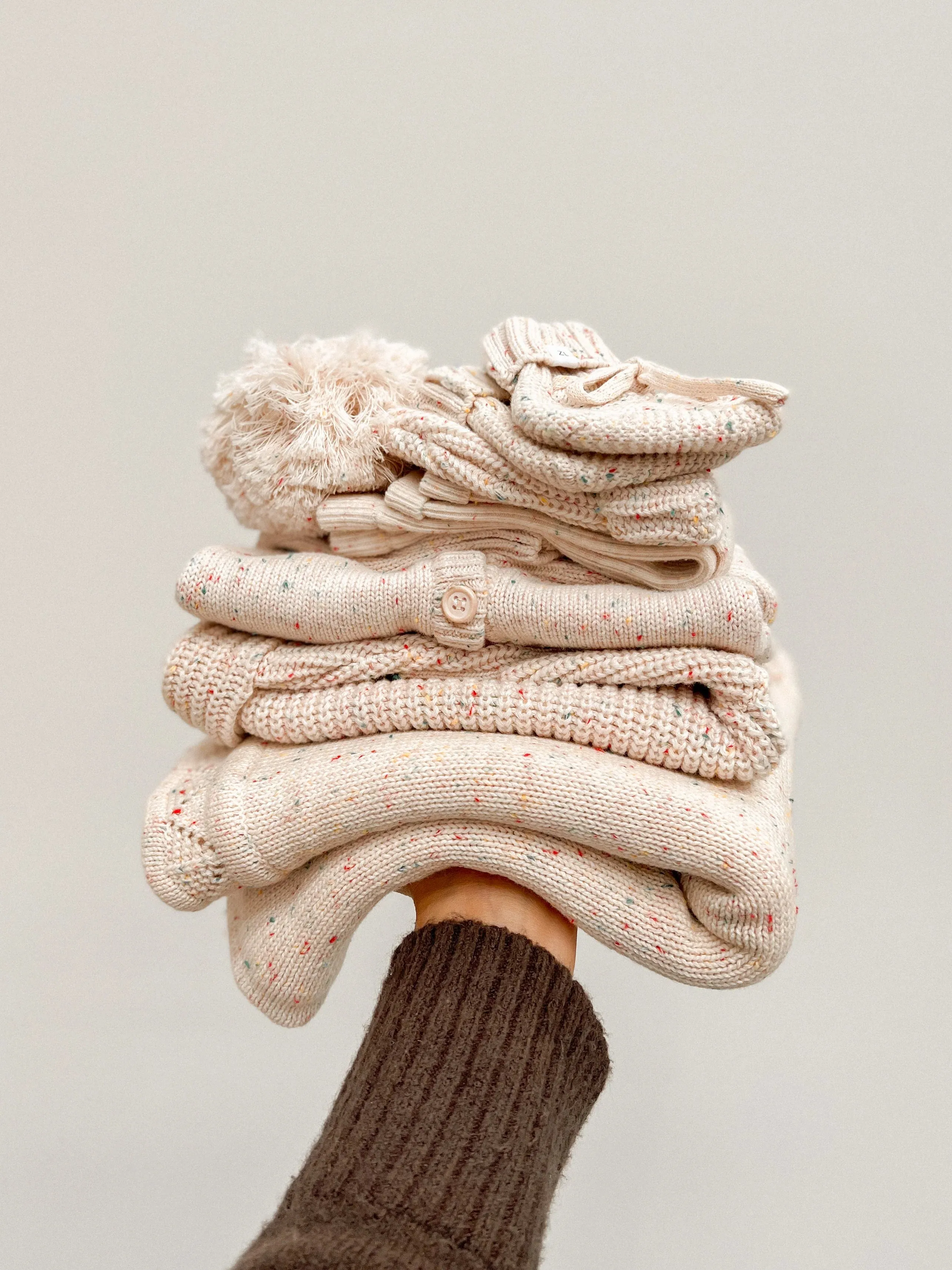 Ziggy Lou Classic Knit Romper - Oatmeal Fleck